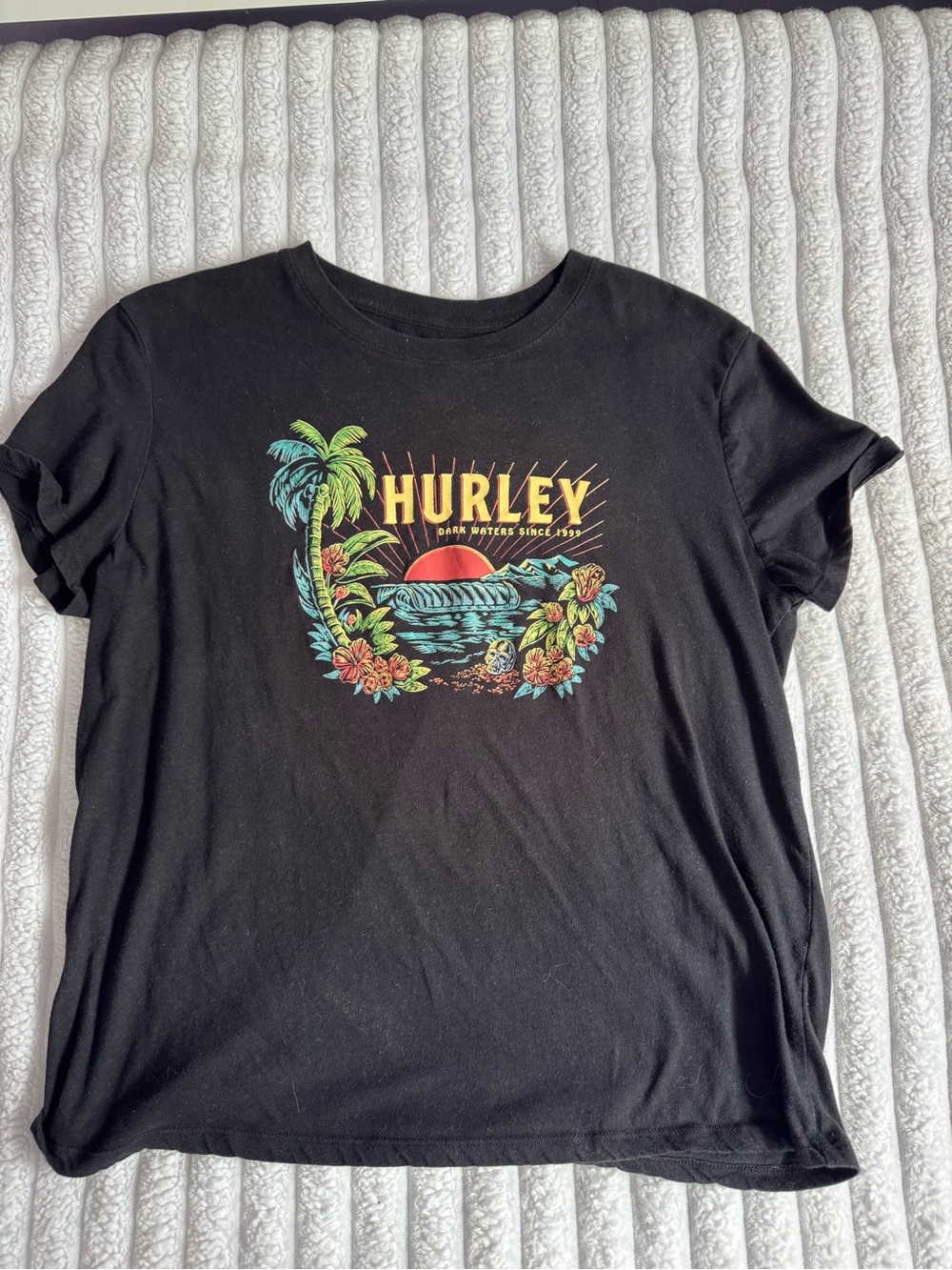 Hurley Black Logo Graphic Tee with Subtle Print
